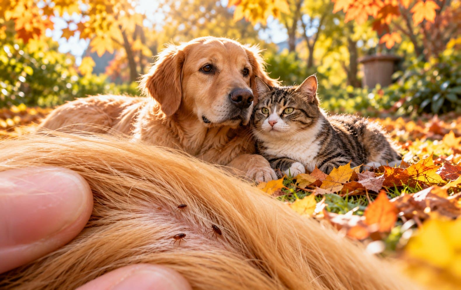 foto hond en kat vlooien herfst